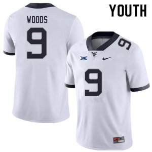 Youth West Virginia Mountaineers NCAA #9 Charles Woods White Authentic Nike Stitched College Football Jersey WT15J61KQ